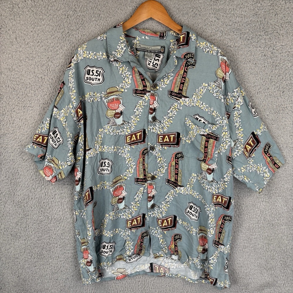 Pineapple Connection Hawaiian Camp Shirt Mens XL 100% Rayon Diner 50s US 51